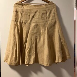 Allison Taylor Drop Waist Cream 100% Linen Skirt